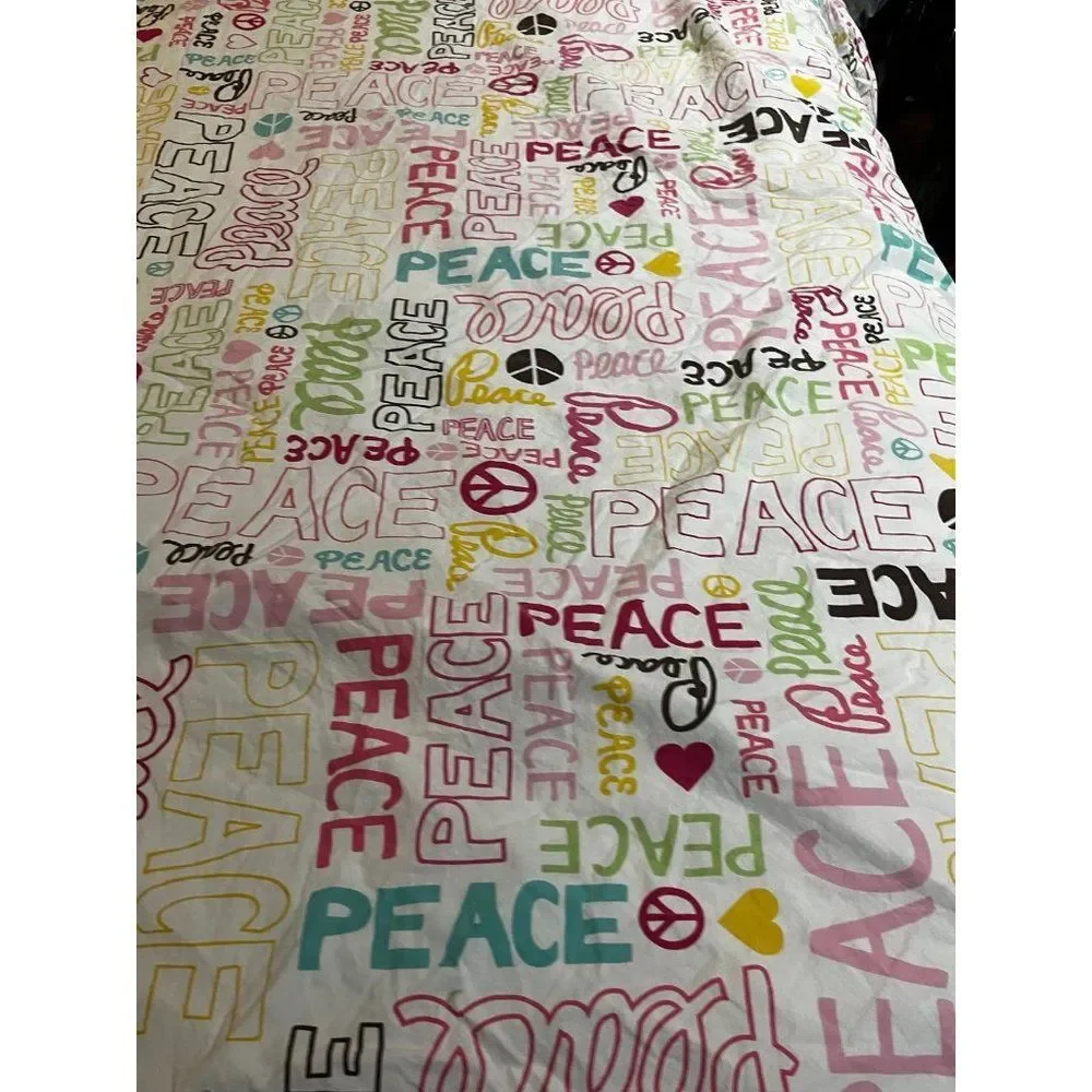 Colorful POTTERY BARN TEEN full queen duvet cover PEACE